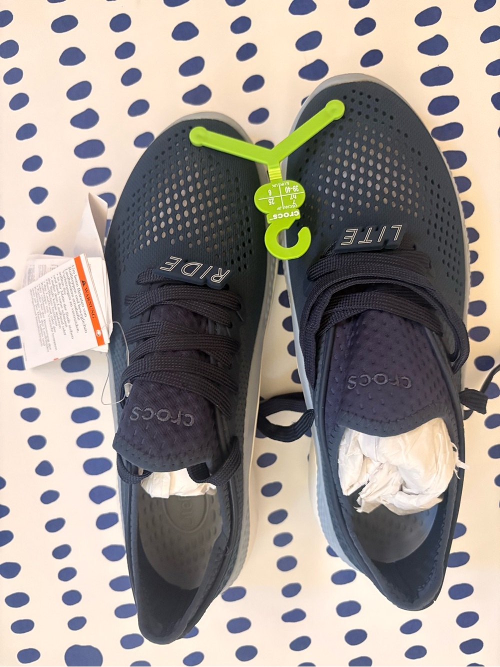 CROCS Navy and Neon Green LiteRide Clog